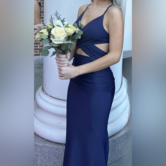 La Femme Dresses & Skirts - La Femme Navy Blue Prom Dress